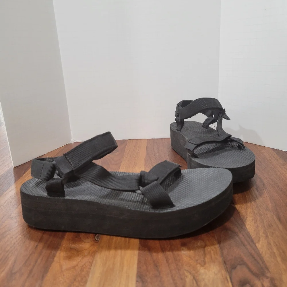 Teva Black Platform Sport Sandals
